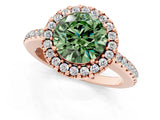 Rose gold Fancy Green Round Cut Diamond Pavé Halo Ring with Four-Prong Setting_37