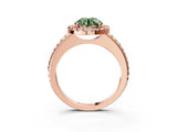 Rose gold Fancy Green Round Cut Diamond Pavé Halo Ring with Four-Prong Setting_39