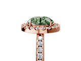 Rose gold Fancy Green Round Cut Diamond Pavé Halo Ring with Four-Prong Setting_41