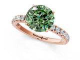 Rose gold Fancy Green Round Cut Diamond Pavé Solitaire Engagement Ring with Four-Prong Setting_105