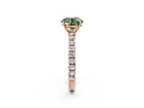 Rose gold Fancy Green Round Cut Diamond Pavé Solitaire Engagement Ring with Four-Prong Setting_106