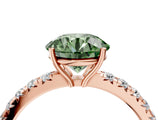 Rose gold Fancy Green Round Cut Diamond Pavé Solitaire Engagement Ring with Four-Prong Setting_108