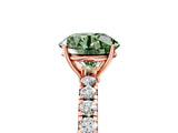 Rose gold Fancy Green Round Cut Diamond Pavé Solitaire Engagement Ring with Four-Prong Setting_109