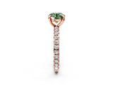 Rose gold Fancy Green Round Cut Diamond Pavé Solitaire Ring with Round Band and Prong Setting_14