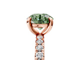 Rose gold Fancy Green Round Cut Diamond Pavé Solitaire Ring with Round Band and Prong Setting_17