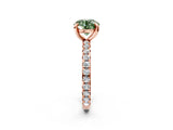 Rose gold Fancy Green Round Cut Diamond Pavé Solitaire Ring with Round Band and Prong Setting_26
