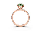 Rose gold Fancy Green Round Cut Diamond Pavé Solitaire Ring with Round Band and Prong Setting_27