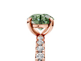 Rose gold Fancy Green Round Cut Diamond Pavé Solitaire Ring with Round Band and Prong Setting_29