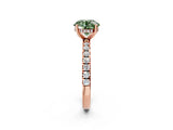 Rose gold Fancy Green Round Cut Diamond Pave Band Solitaire Ring with Four-Prong Setting_61