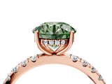 Rose gold Fancy Green Round Cut Diamond Pave Band Solitaire Ring with Four-Prong Setting_63