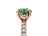 Rose gold Fancy Green Round Cut Diamond Pave Band Solitaire Ring with Four-Prong Setting_64