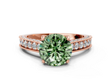 Rose gold Fancy Green Round  Cut Diamond Pave Band with Four-Prong Setting_15