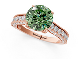 Rose gold Fancy Green Round  Cut Diamond Pave Band with Four-Prong Setting_16