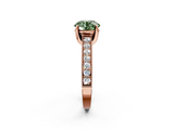 Rose gold Fancy Green Round  Cut Diamond Pave Band with Four-Prong Setting_17