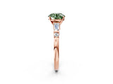 Rose gold Fancy Green Round  Cut Diamond Ring with Baguette Side Stones, Channel Set Band, and Four-Prong Setting_38