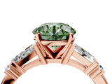 Rose gold Fancy Green Round  Cut Diamond Ring with Baguette Side Stones, Channel Set Band, and Four-Prong Setting_40