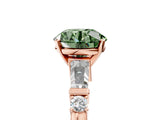 Rose gold Fancy Green Round  Cut Diamond Ring with Baguette Side Stones, Channel Set Band, and Four-Prong Setting_41