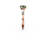 Rose gold Fancy Green Round  Cut Diamond Ring with Baguette Side Stones, Channel Set Band, and Four-Prong Setting_5