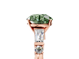 Rose gold Fancy Green Round  Cut Diamond Ring with Baguette Side Stones, Channel Set Band, and Four-Prong Setting_8