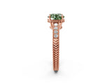 Rose gold Fancy Green Round Cut Diamond Ring with Milgrain Pavé Band and Four-Prong Setting_22