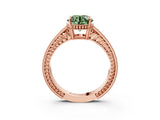 Rose gold Fancy Green Round Cut Diamond Ring with Milgrain Pavé Band and Four-Prong Setting_23