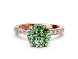 Rose gold Fancy Green Round  Cut Diamond Ring with Pavé Band and Four-Prong Setting_11