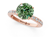Rose gold Fancy Green Round  Cut Diamond Ring with Pavé Band and Four-Prong Setting_12