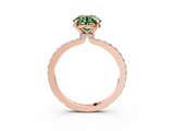 Rose gold Fancy Green Round  Cut Diamond Ring with Pavé Band and Four-Prong Setting_14