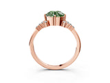 Rose gold Fancy Green Round Cut Diamond Ring with Side Stones and Four-Prong Setting_81
