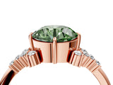 Rose gold Fancy Green Round Cut Diamond Ring with Side Stones and Four-Prong Setting_82