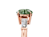 Rose gold Fancy Green Round  Cut Diamond Ring with Tapered Baguette Side Stones in Four-Prong Setting_8