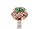 Rose gold Fancy Green Round Cut Diamond Scalloped Halo Engagement Ring with Round Shared Prong Band_17