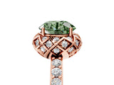 Rose gold Fancy Green Round Cut Diamond Scalloped Halo Engagement Ring with Round Shared Prong Band_29