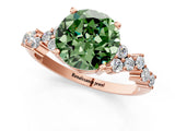 Rose gold Fancy Green Round Cut Diamond Scattered Round Accent Ring with Prong Setting_13