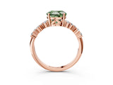 Rose gold Fancy Green Round Cut Diamond Scattered Round Accent Ring with Prong Setting_15