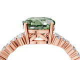 Rose gold Fancy Green Round Cut Diamond Scattered Round Accent Ring with Prong Setting_16