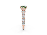 Rose gold Fancy Green Round Cut Diamond Side Stone Engagement Ring with Four-Prong Setting_26