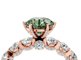 Rose gold Fancy Green Round Cut Diamond Side Stone Engagement Ring with Four-Prong Setting_28