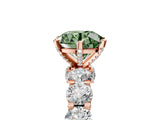 Rose gold Fancy Green Round Cut Diamond Side Stone Engagement Ring with Four-Prong Setting_29