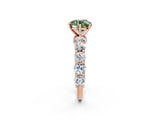 Rose gold Fancy Green Round Cut Diamond Side Stone Engagement Ring with Four-Prong Setting_38