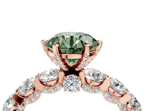 Rose gold Fancy Green Round Cut Diamond Side Stone Engagement Ring with Four-Prong Setting_40