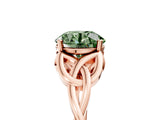 Rose gold Fancy Green Round Cut Diamond Solitaire Celtic Knot Ring with Four-Prong Setting_77