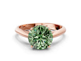 Rose gold Fancy Green Round Cut Diamond Solitaire Engagement Ring with Cathedral Setting and Four-Prong Mount_132