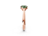 Rose gold Fancy Green Round Cut Diamond Solitaire Engagement Ring with Cathedral Setting and Four-Prong Mount_134
