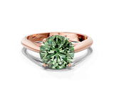 Rose gold Fancy Green Round Cut Diamond Solitaire Engagement Ring with Cathedral Setting and Four-Prong Mount_84