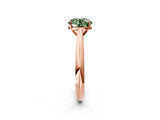 Rose gold Fancy Green Round Cut Diamond Solitaire Engagement Ring with Cathedral Setting and Four-Prong Mount_86