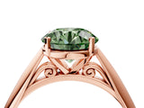 Rose gold Fancy Green Round Cut Diamond Solitaire Engagement Ring with Cathedral Setting and Four-Prong Mount_88