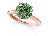 Rose gold Fancy Green Round Cut Diamond Solitaire Engagement Ring with Classic Band and Four-Prong Setting_105