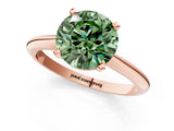 Rose gold Fancy Green Round Cut Diamond Solitaire Engagement Ring with Classic Band and Four-Prong Setting_37