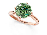 Rose gold Fancy Green Round Cut Diamond Solitaire Engagement Ring with Four-Prong Setting and Classic Band_21
